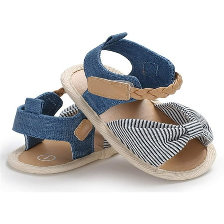 

Infant Baby Girls Summer Sandals with Flower Soft Sole Newborn Toddler First Walker Crib Dress Shoes