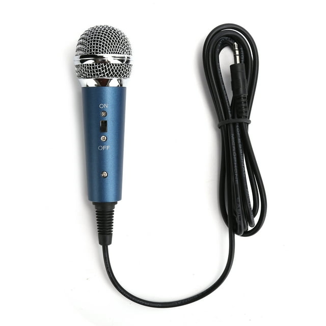 Microphone, Microphone 3,5mm, Microphone Karaoké pour Enregistrement et Chant Bleu