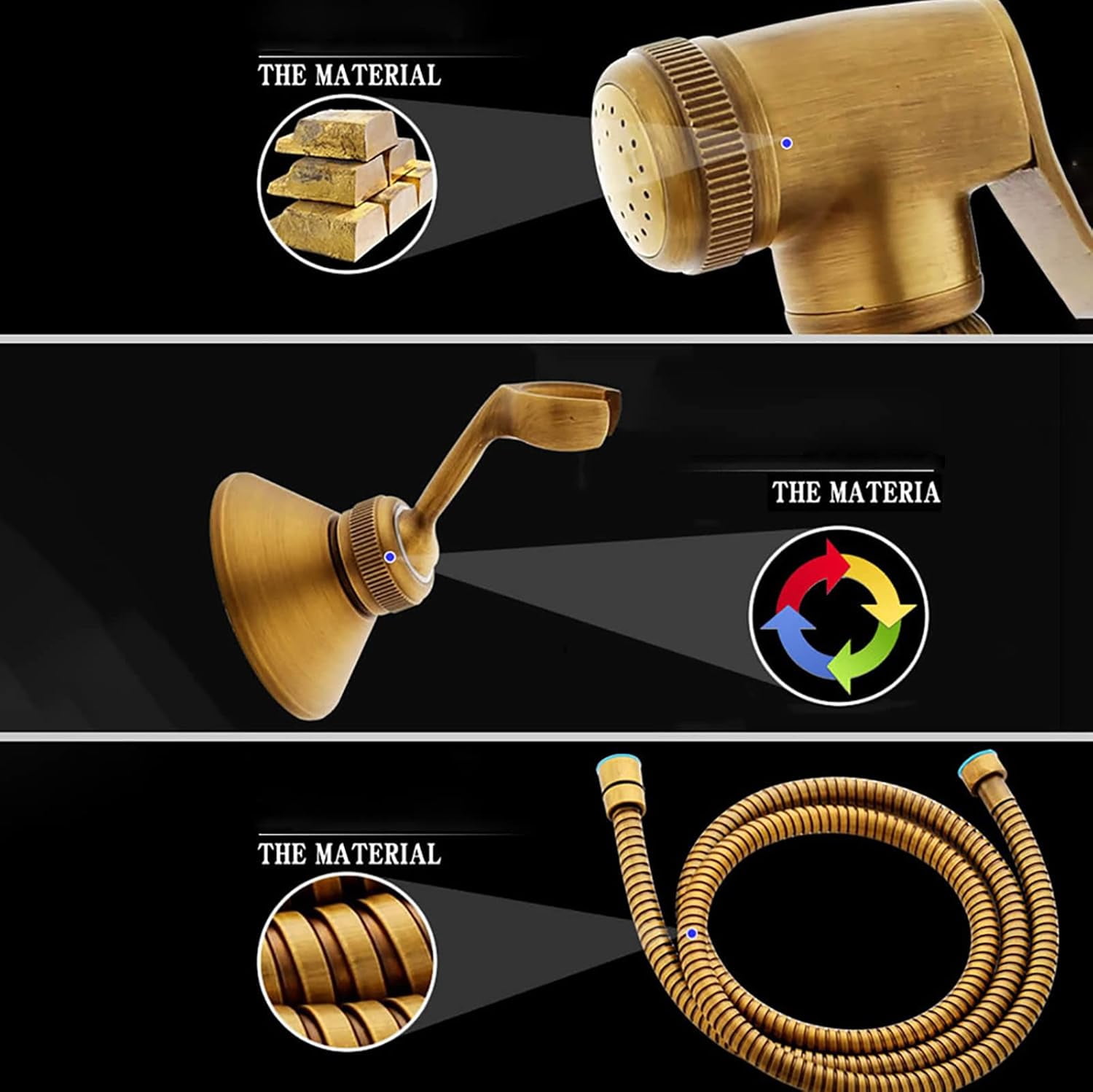 Antique Handheld Bidet Sprayer for Toilet, Brass Cloth Diaper Sprayer Kit Wall Mounted Bidet Sprayer Set Single Handle Toilet Bidet Sprayer Kit with 150cm Shower Hose