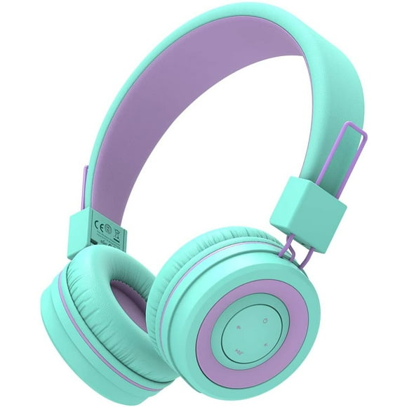 Auriculares para niños iClever BTH02, inalámbricos con MIC, 22H de reproducción, Bluetooth 5.0 y sonido estéreo, plegables, diadema ajustable, niños para iPad Tablet Home School, rosa