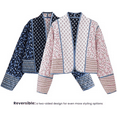 thumbnail image 2 of Women's Cropped Floral Quilted Jacket Cardigan Printed Lightweight Open Front Padded Puffer Coat, 2 of 7