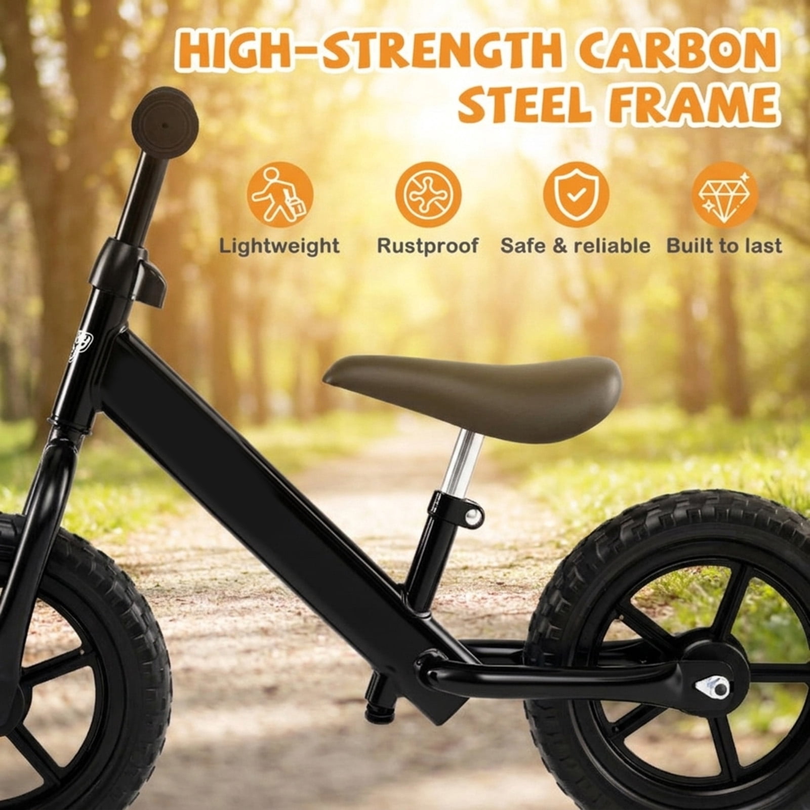 Redsmile Toddler Balance Bike for Ages 2-5, No Pedal Training Bike with Adjustable Seat and Handlebar, Lightweight Kids Balance Bike, Black