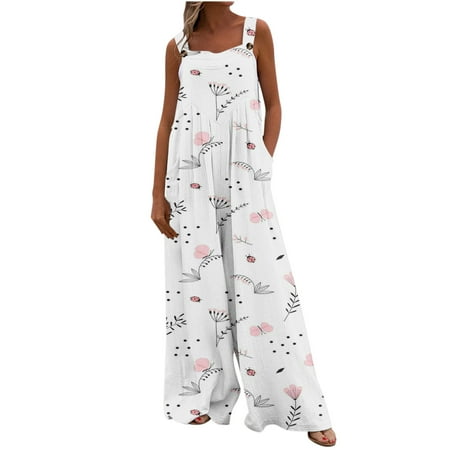 

Xihbxyly Jumpsuits for Women 2023 Summer Casual Maternity Overalls Boho Comfy Cotton Linen Jumpsuit Baggy Button Bib Loose Overalls Plus Size Pants Maxi Pockets Rompers Summer Clearance #5