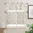thumbnail image 2 of Mid-Century Modern Kitchen Curtains Valance and Tier Set Retro Geometric Colorful Star Shape Lines Short Curtains for Small Window 3 Pieces Set for Bedroom Bathroom Cafe (54" x 18"+27" x 24"), 2 of 7