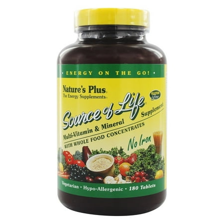 Nature's Plus - source de vie multi-vitamines et minéraux Non Fer - 180 Vegetarian Tablets