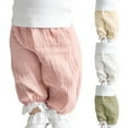 thumbnail image 2 of XinLfly Toddler Solid Color Trousers Kids Baby Boy Girl Cotton Linen Elastic Basic Harem Long Pants Bloomers Casual Joggers,Yellow,9M, 2 of 7