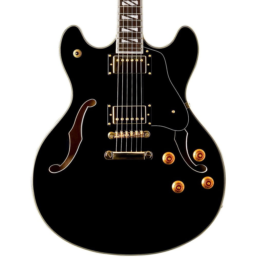 Washburn USMHB35 Hollowbody Dual Humbucker Electric Guitar Black