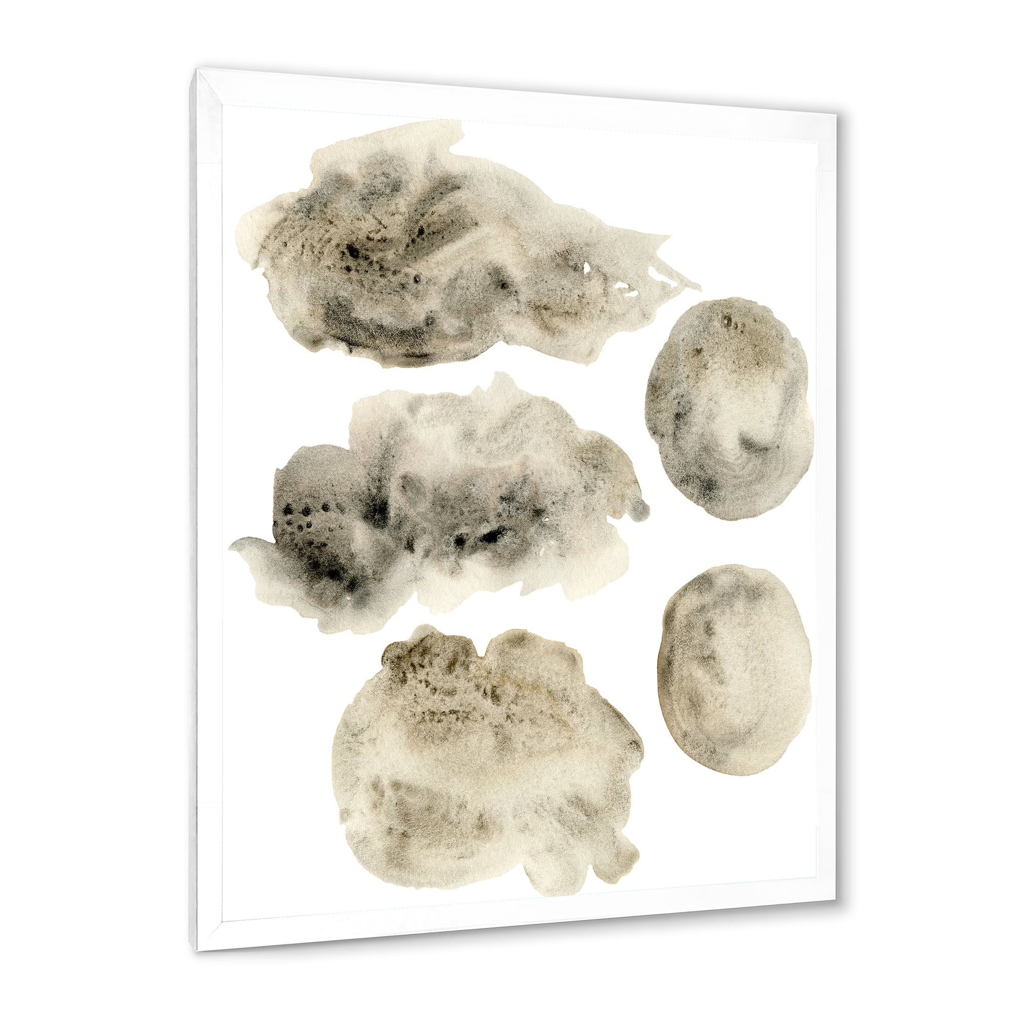 Designart 'Golden Beige and Grey Clouds II' Modern Framed Art Print
