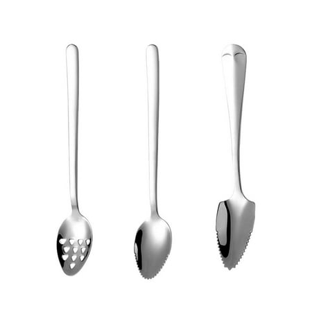 

3pcs Stainless Steel Scoops Dessert Spoon Scraping Spoons Serrated Edge Spoons