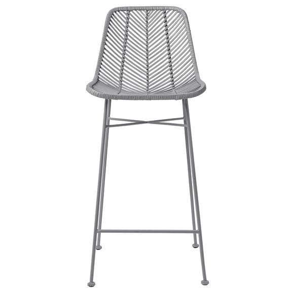 Desert Fields Boho Chic Rattan Seat Design Bar Stool, Gray