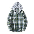 thumbnail image 1 of Birdeem Men Casual Turndown Long Sleeve Button Closure Plaid Print Hooded Shirt, 1 of 9