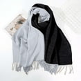 thumbnail image 2 of TEAJOPSUU Winter Warm Scarf for Women Soft Faux Wool Tassel Scarf Fashion Thermal Warps Colorful Long Shawl Large Scarves A-Black, 2 of 5