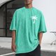 thumbnail image 1 of Tops para hombre, blusas y camisas de cuello redondo y manga corta para hombre, camisetas deportivas informales de color liso con cuello redondo y efecto desgastado, blusas de licra para hombre., 1 of 5