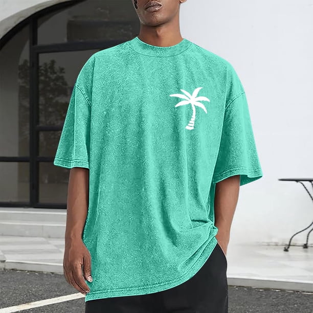 Tops para hombre, blusas y camisas de cuello redondo y manga corta para hombre, camisetas deportivas informales de color liso con cuello redondo y efecto desgastado, blusas de licra para hombre.