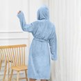 thumbnail image 5 of FAHUOMU Hooded Bathrobes For Women Knee Length Tie Front Plush Sleepwear Ultra Soft Robes With Pockets Winter Warm Clothe, 5 of 7