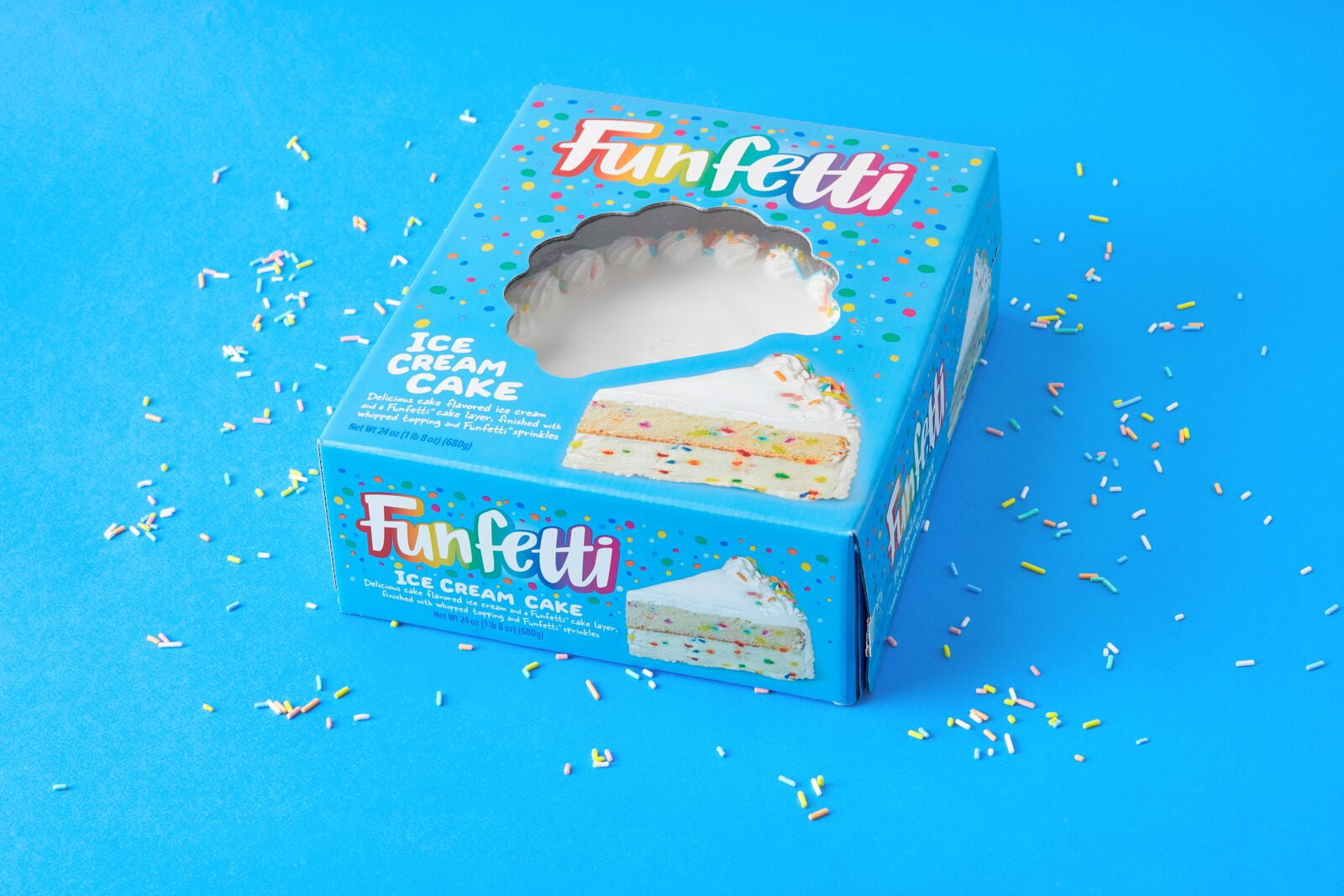 Funfetti Ice Cream Cake with Colorful Sprinkles - Frozen Birthday Dessert
