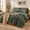 Dark Green-Oversized Queen, variant on King Sizeforter Set - 7 Pieces Brown Bedding Textured Bed In A Bag