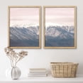 thumbnail image 2 of PixonSign Framed Wall Art Snowy Mountain Range Posters, Set of 2 Washed Out Duotone Pink Sky Nature Landscape Illustrations Wall Decor, Adhesive Canvas Prints for Home Decor - 12"x16" Natural, 2 of 5