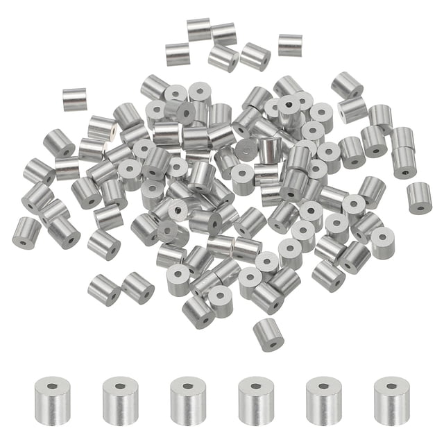 Uxcell Aluminum Crimping Loop Sleeve Wire Rope Stop Sleeve Round Crimp Ferrules for Wire Rope 0.03 inch