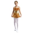 thumbnail image 3 of TTAO Kids Girls Ruffle Sequin Dress Metallic Hip Hop Jazz Dance Outfit Tutu Skirted Leotard Performance Dancewear Gold 6, 3 of 7