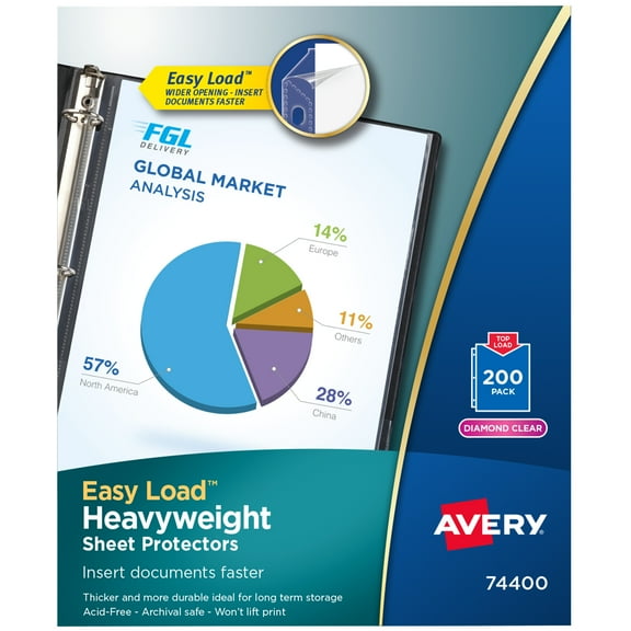 Avery Diamond Clear Heavyweight Sheet Protectors, 200ct (74400)