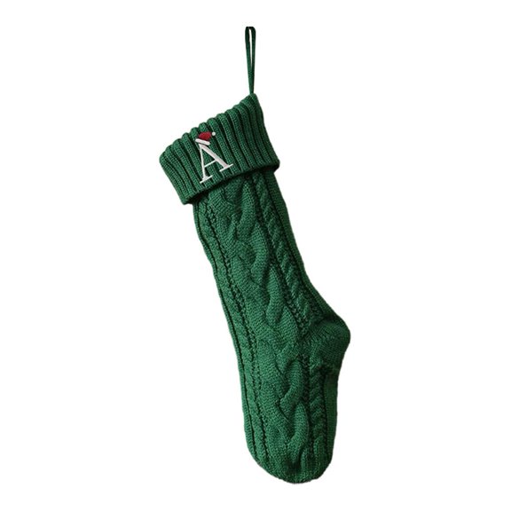 Christmas Stockings with Initials 19.7 Inches Large Knit Embroidered Letter Christmas Xmas Stocking Gifts for Family Fireplace Party Decoration