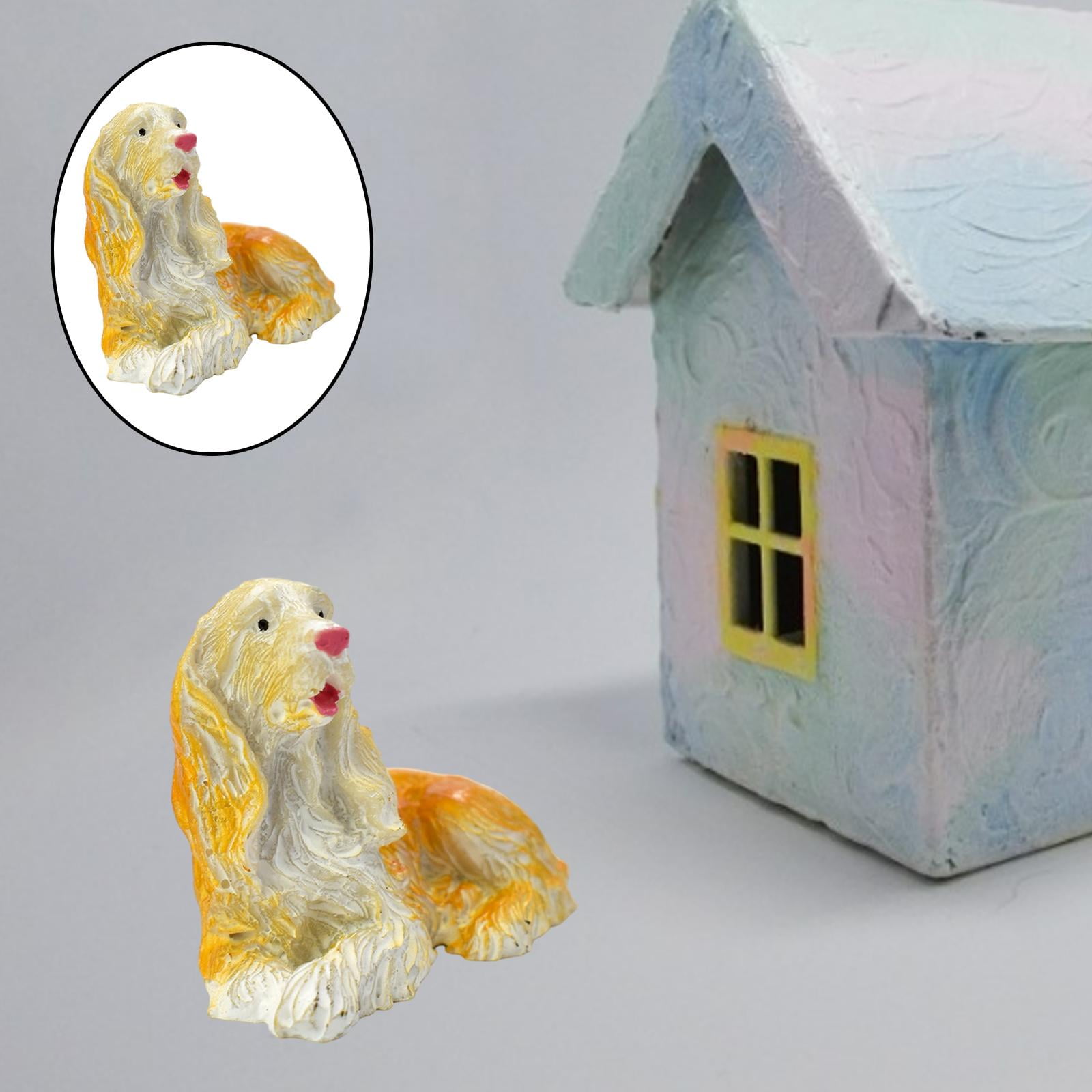 Doll House Handcraft Painted Resin Miniature Pet Dog Statue Animal Puppy Figures 12 Dollhouse Room Item Life Scene Decorative DIY Yellow Walmart