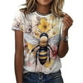 thumbnail image 3 of Bee And Flowers Women T-Shirt Classic O Neck T-Shirts Short-Sleeve Trendy Animal Print Design Tshirt Casual Clothing, 3 of 5