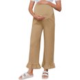 thumbnail image 5 of Solid Color Pregnancy Maternity Women Flared Wide Leg Casual Pants, 5 of 6