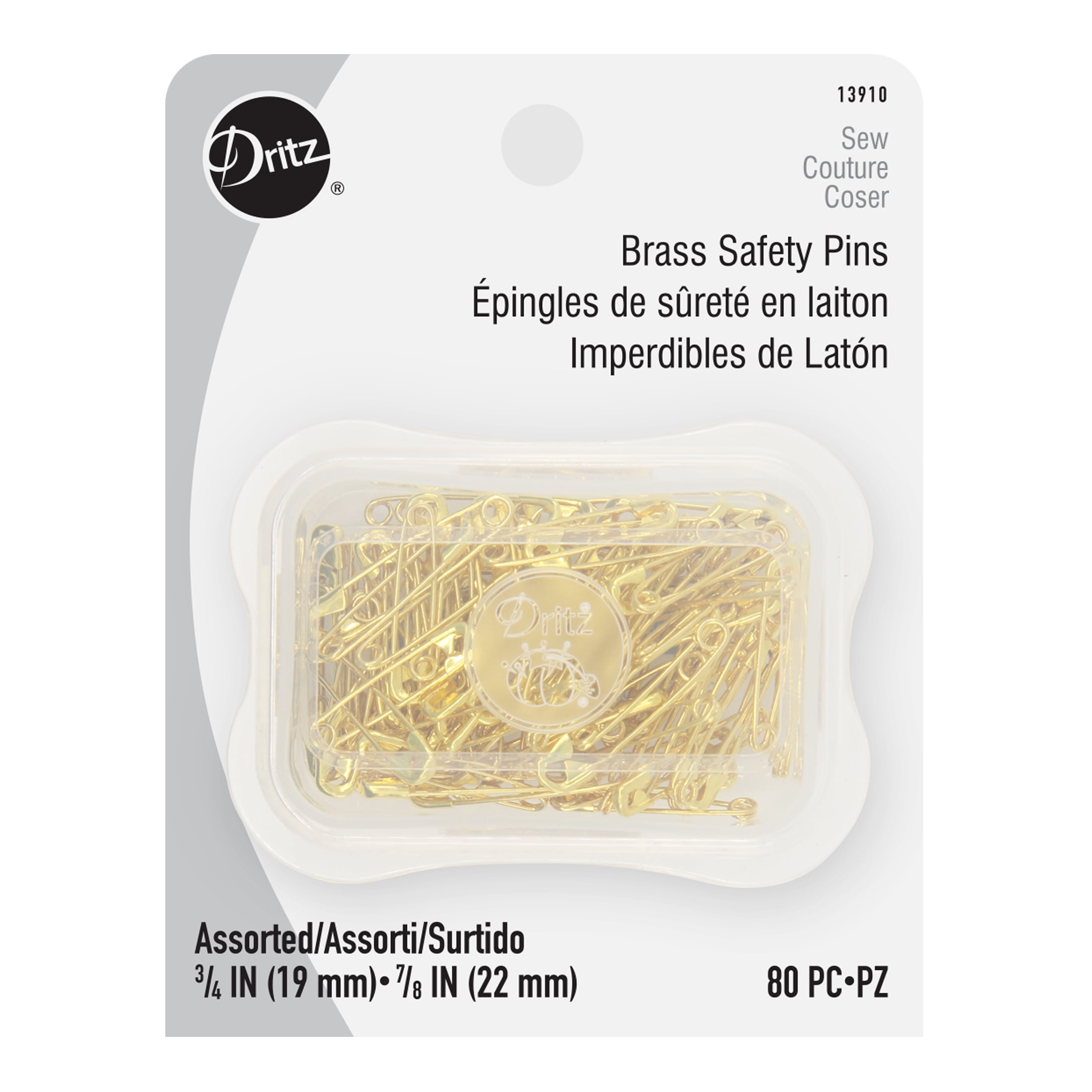 Dritz Brass Safety Pins, 80 Count