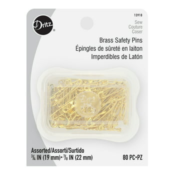 Dritz Brass Safety Pins, 80 Count