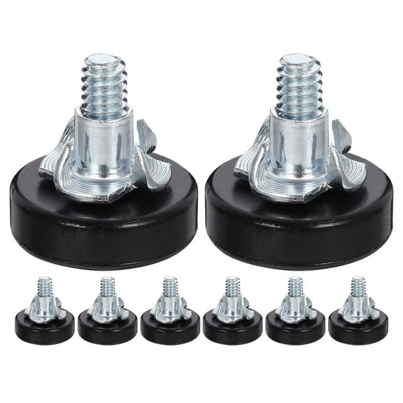 HOOWIFFY Whamvox Adjustable Furniture Leveler Legs, Black Carbon Steel with PP Base, 8 Pieces, Height Adjustable for Tables Chairs