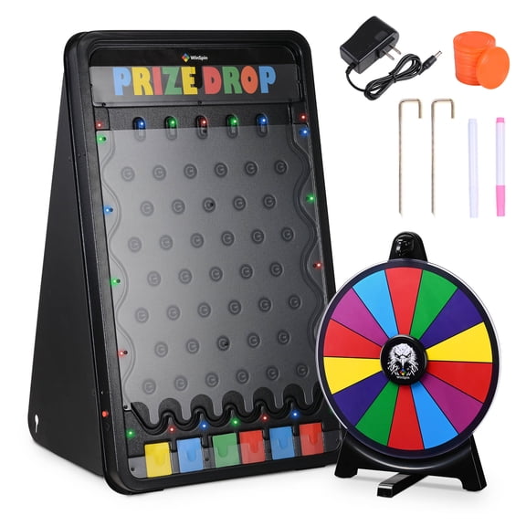 WinSpin 19x30" Prize Drop Board with LED Light & 12" Prize Wheel Fortune Game
