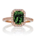 thumbnail image 1 of 1.75 Carat 7x5mm Emerald Cut And Moissanite Diamond Halo Engagement Ring on 10k Rose Gold, 1 of 2