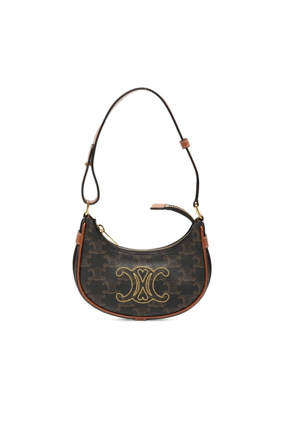 Pre-Owned Celine Triomphe Mini Handbag/Shoulder Bag in Brown Leather for Women (Good)