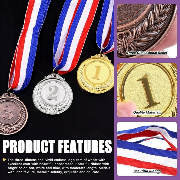 Gold Chili Cook Off Medals - 2.5 Inch Laurel Wreath Design With Red White Blue Ribbon, Cooking Award For Kids & Adults