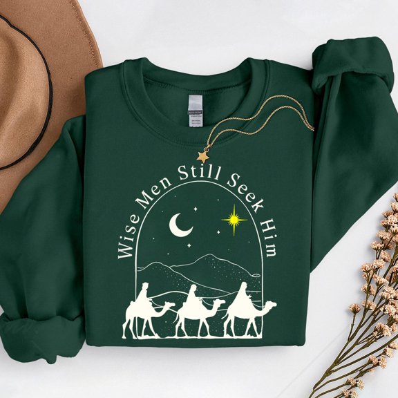 Wise Christian Christmas Jesus Nativity Scene – T-Shirt, Hoodie & Sweatshirt – Faithful Holiday Apparel – Family Gatherings