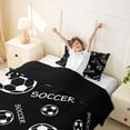 thumbnail image 3 of Castle Fairy Black Soccer Text Print Twin Duvet Cover, Minimalist Sport Ball Twin Bedding,Black Reversible,2pcs,1 Duvet Cover and 1 Pillowcase, 3 of 6