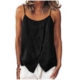 thumbnail image 2 of VBVC Women's Cotton Linen Side Button Tank Top , Ladies' Spaghetti Strap Asymmetrical Blouse , Summer Vacation Casual Cami For Women ,Black,S-2XL, 2 of 6