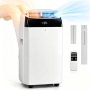Aprafie 14000 BTU Portable Air Conditioner with Heater, 4-in-1 Inverter AC Unit W/Sleep, Turbo, Child Lock & Follow Me Modes for Rooms up to 700 Sq.ft, Dual Hose Design, 115V, White