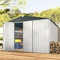 thumbnail image 2 of YODOLLA 10 x 10 ft. Outdoor Metal Storage Shed with Sliding Roof & Lockable Door,White, 2 of 7