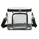 thumbnail image 1 of Bolsa de almuerzo transparente para adultos, grande, resistente, transparente, aprobada para mujeres y hombres, con correa de hombro ajustable, bolsillo frontal con cremallera, transparente, 1 of 6
