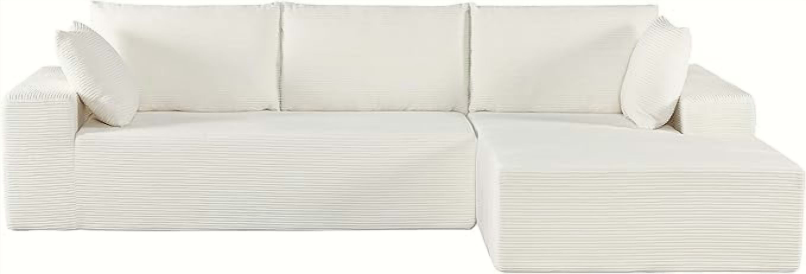 Corduroy upholstery 2 piece L shape high density foam sectional