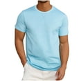 thumbnail image 3 of BiZtdJrK Mens Big and Tall T Shirts Short Sleeve Slim Fit Casual Tees Lightweight Comfy Summer Basic T Shirt on sale prime Light Blue XXXL, 3 of 7