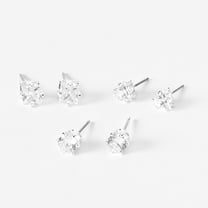 Claire's Silver Cubic Zirconia 5MM Round Stud Earrings - 3 Pack