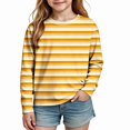 thumbnail image 2 of WAVSUF Kids Girls Tee, Long Sleeve Round Neck Stripe Print Fall Winter Daily T-Shirt Yellow 3, 2 of 9