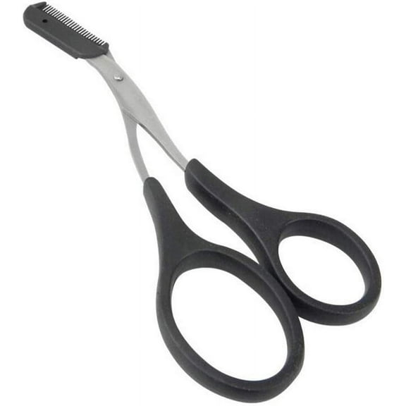 1PCS Stainless Steel Curved Eyebrow Shear Scissors with Detachable Plastic Comb Hair Remove Tool for Women and Men(Black)