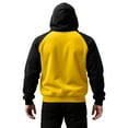 thumbnail image 5 of Pullover Hoodie for Men Classic Raglan Long Sleeve Drawstring Hooded Sweatshirt Kangaroo Pocket Casual Athletic Style Yellow XL, 5 of 5