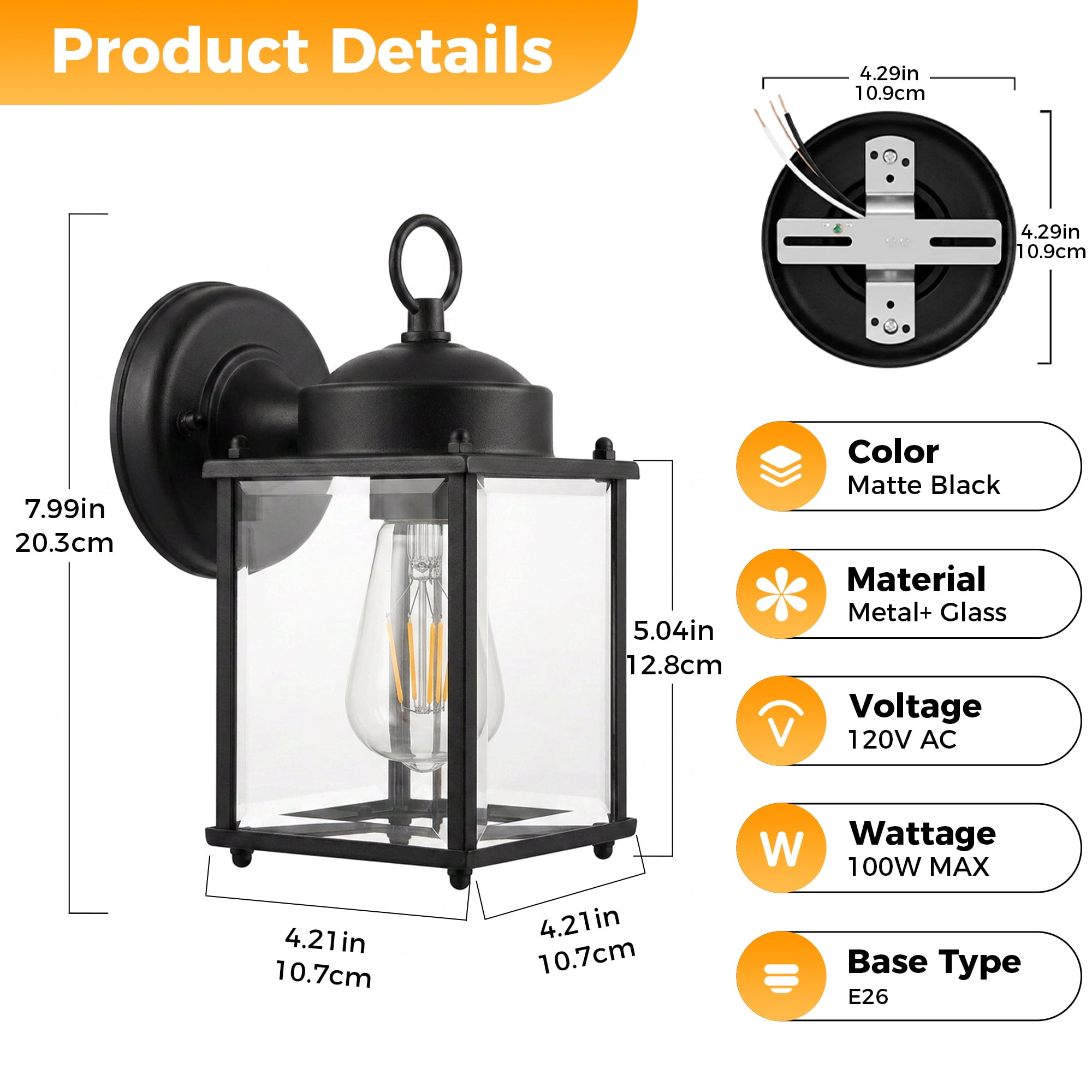DAYBETTER Outdoor Wall Light Fixtures Wall Mounted, Waterproof Porch Sconces for Front door, Patio, Garage, Doorway, Entryway, 2 Pack