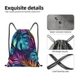 thumbnail image 4 of Honeii Colorful Tropical Leaves Print Drawstring Backpack,Drawstring Bags String Backpack Gym Cinch Sack Backpack Sport Bag Draw-Small, 4 of 6